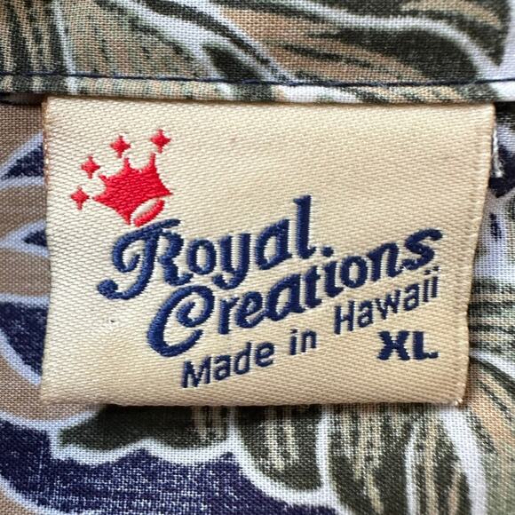 Royal Creations Tropical Floral Hawaiian Shirt Button Front Short Sleeve Blue XL - Picture 8 of 9
